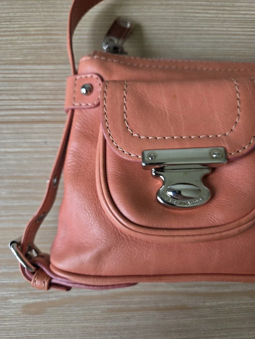 Vintage Y2K Marc Jacobs Coral Pink Leather Shoulder Bag Cargo Pocket Hobo Purse